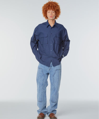 Ms Oversized flap-pocket shirt