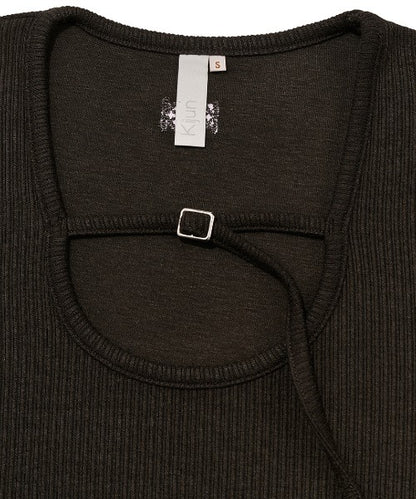 Belted U-Neck Top